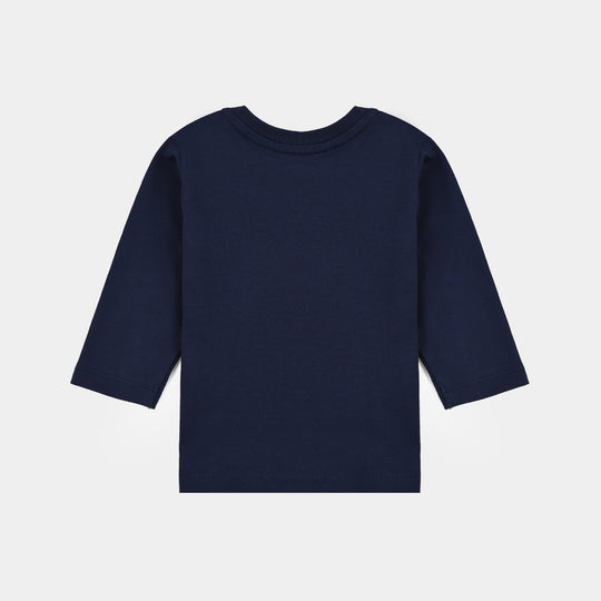 Infant Boys Jersey/Terry T-Shirt Lil Bro-NAVY