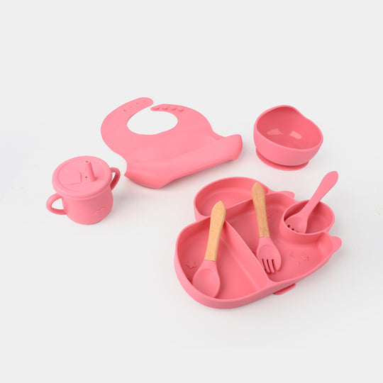 Adorable Food Grade Silicone Baby Tableware Set 9Pcs Set | L.Pink 1545