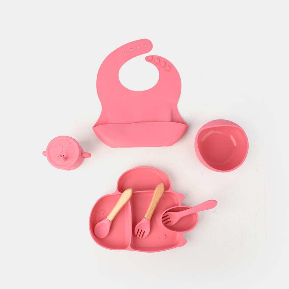 Adorable Food Grade Silicone Baby Tableware Set 9Pcs Set | L.Pink 1545