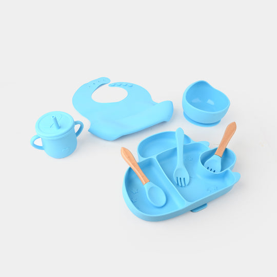 Adorable Food Grade Silicone Baby Tableware Set 9Pcs Set | L.Blue 1545