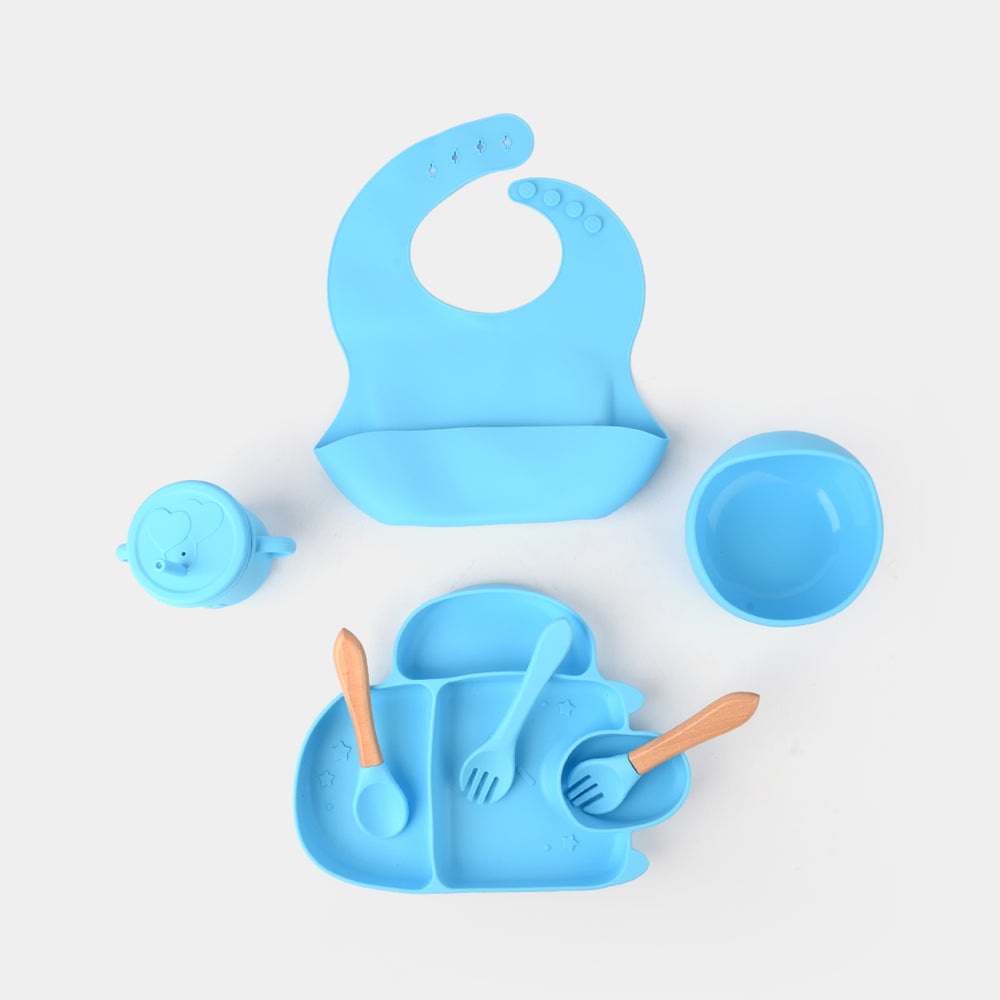 Adorable Food Grade Silicone Baby Tableware Set 9Pcs Set | L.Blue 1545