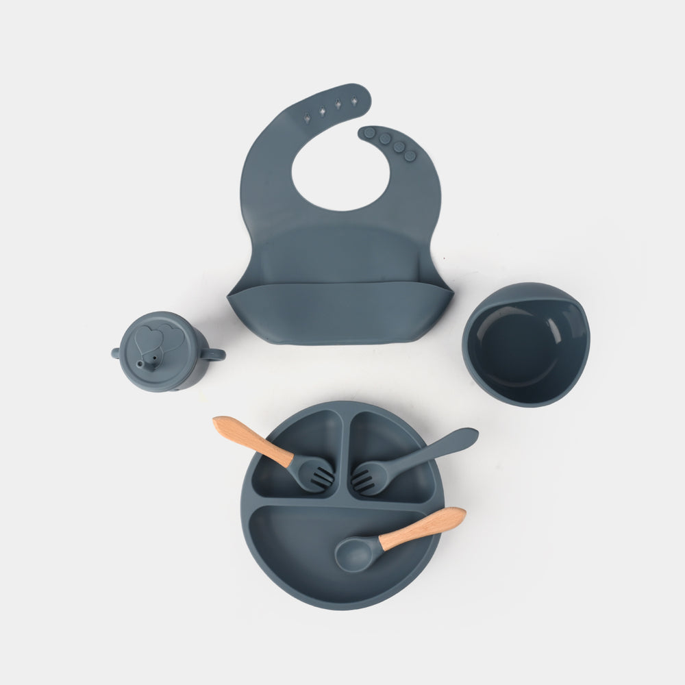 Adorable Food Grade Silicone Baby Tableware Set 9Pcs Set | Navy 1545