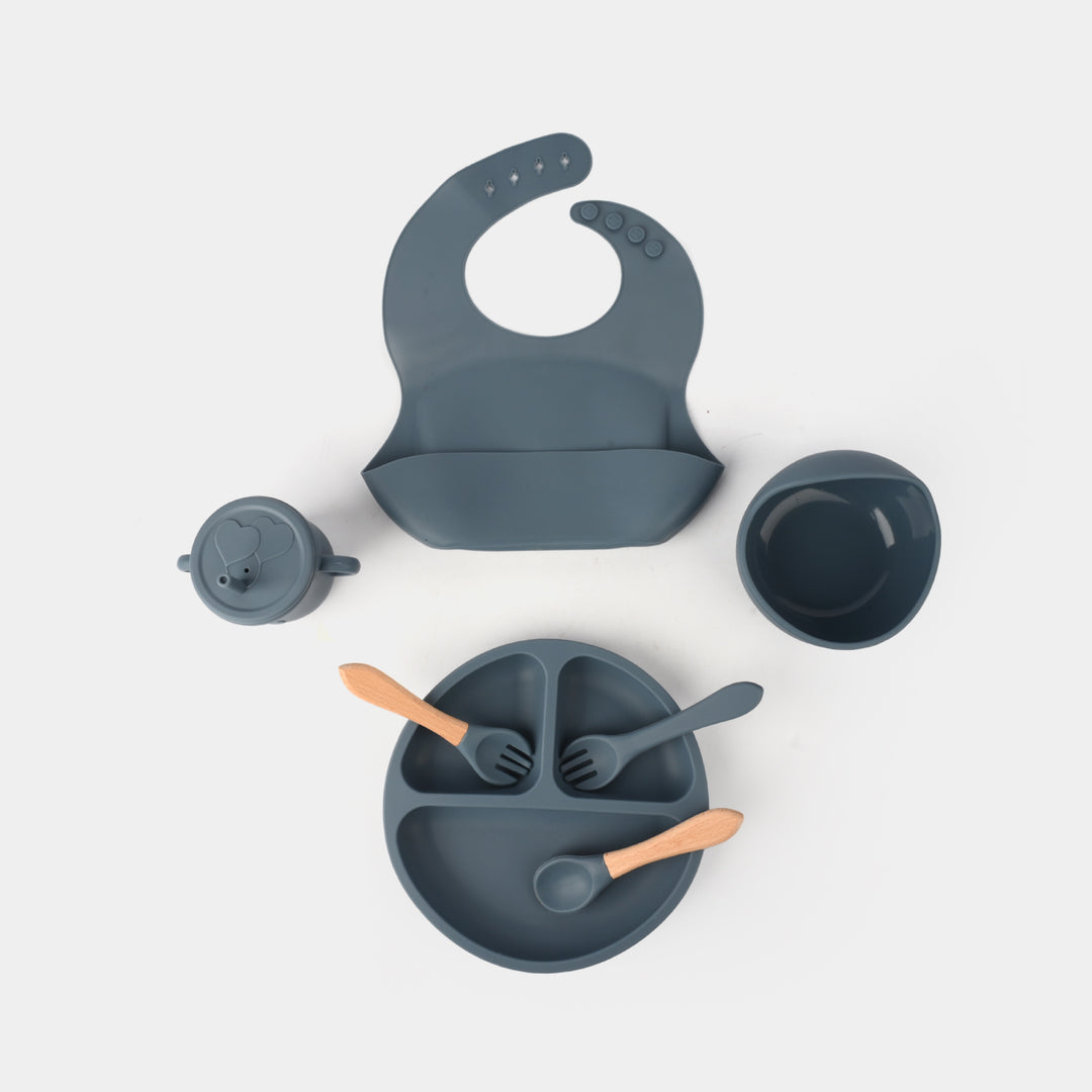 Adorable Food Grade Silicone Baby Tableware Set 9Pcs Set | Navy 1545