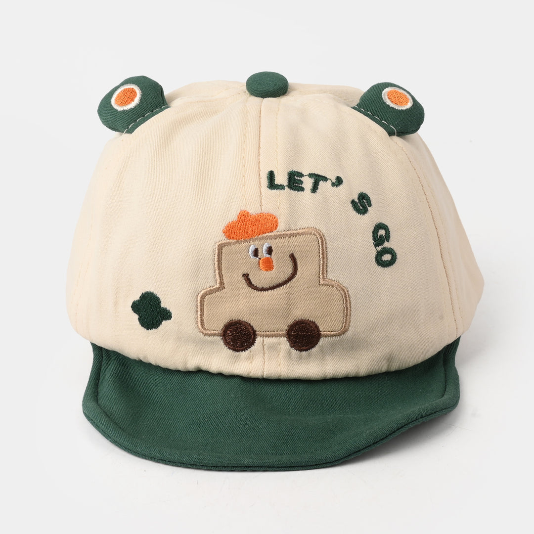 Baby Sun Protection Stylish Cap 3M+| Green Car 1550