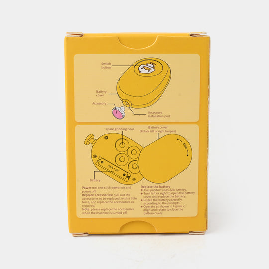 Electric Baby Nail Trimmer Polisher | Yellow 2736
