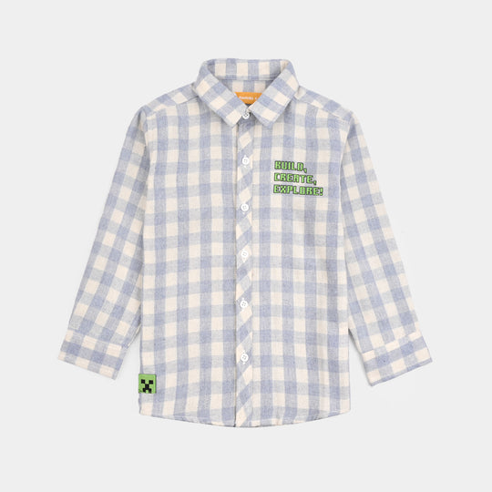 Boys Flannel Shirt-L/BLUE