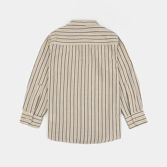 Boys Yarn Dyed Shirt F/S-White Stripe