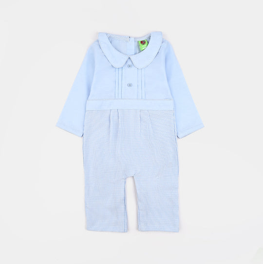 Infant Boys Chambray Woven Romper-Mini Me-LT.Blue