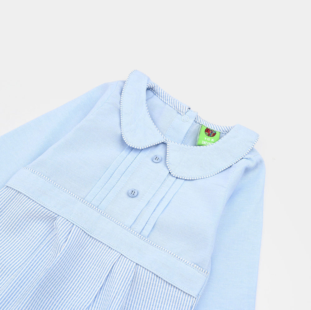 Infant Boys Chambray Woven Romper-Mini Me-LT.Blue