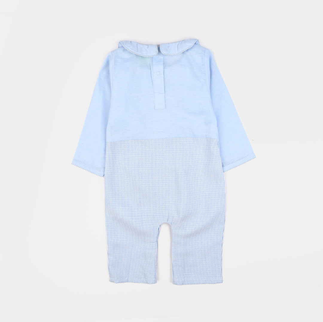 Infant Boys Chambray Woven Romper-Mini Me-LT.Blue