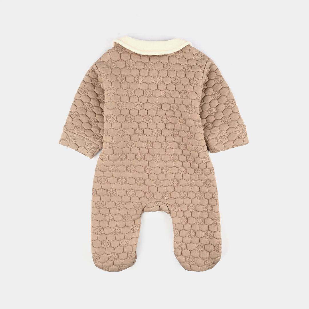 Infant Girls Quilted Romper Smile Flower-BROWN