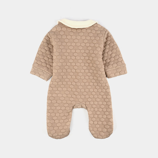 Infant Girls Quilted Romper Smile Flower-BROWN