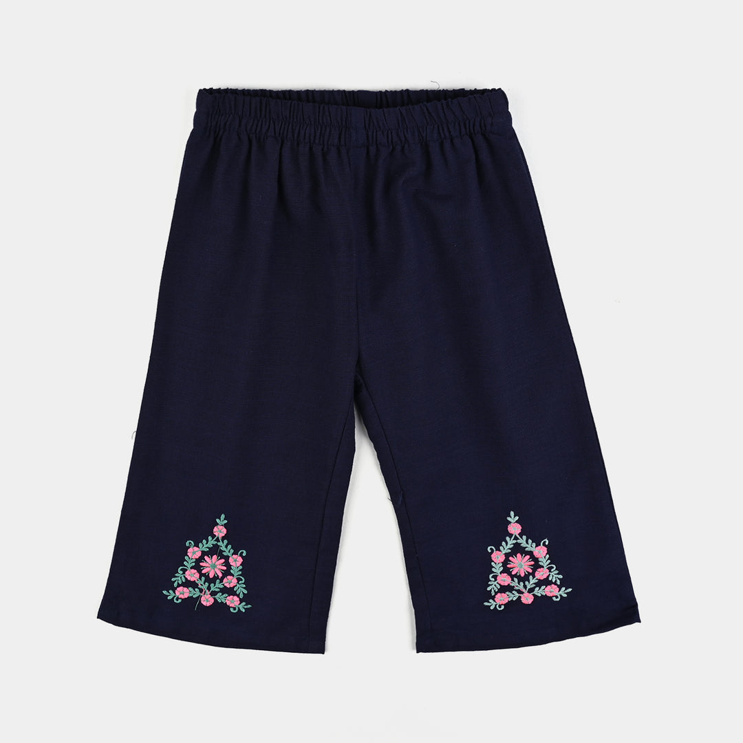 Infant Girls Cotton Slub Emb 2Pcs Amal-Navy Blue