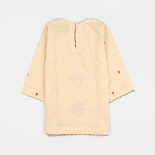 Infant Girls Cotton Poplin Emb 2Pcs Sehar-Cream