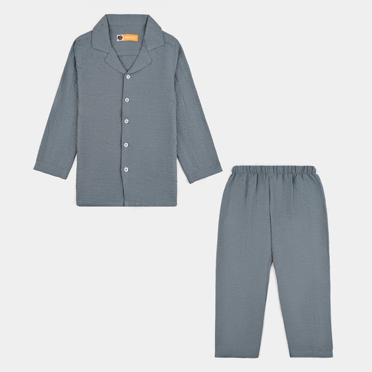 Boys Viscose Woven Nightwear-Basic-GREY