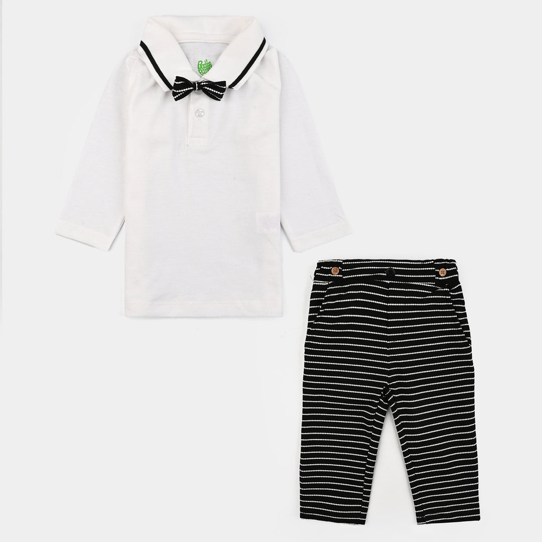 Infant Boys Jacquard Suit (Pop Up Jacquard) - White/Black