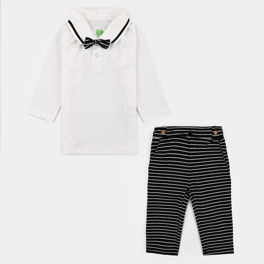 Infant Boys Jacquard Suit (Pop Up Jacquard) - White/Black