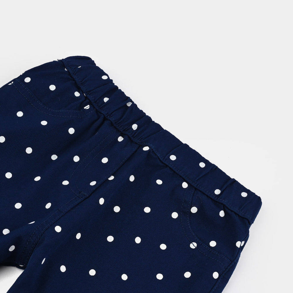 Girls Cotton Twill Jeggings Polka Dot-NAVY