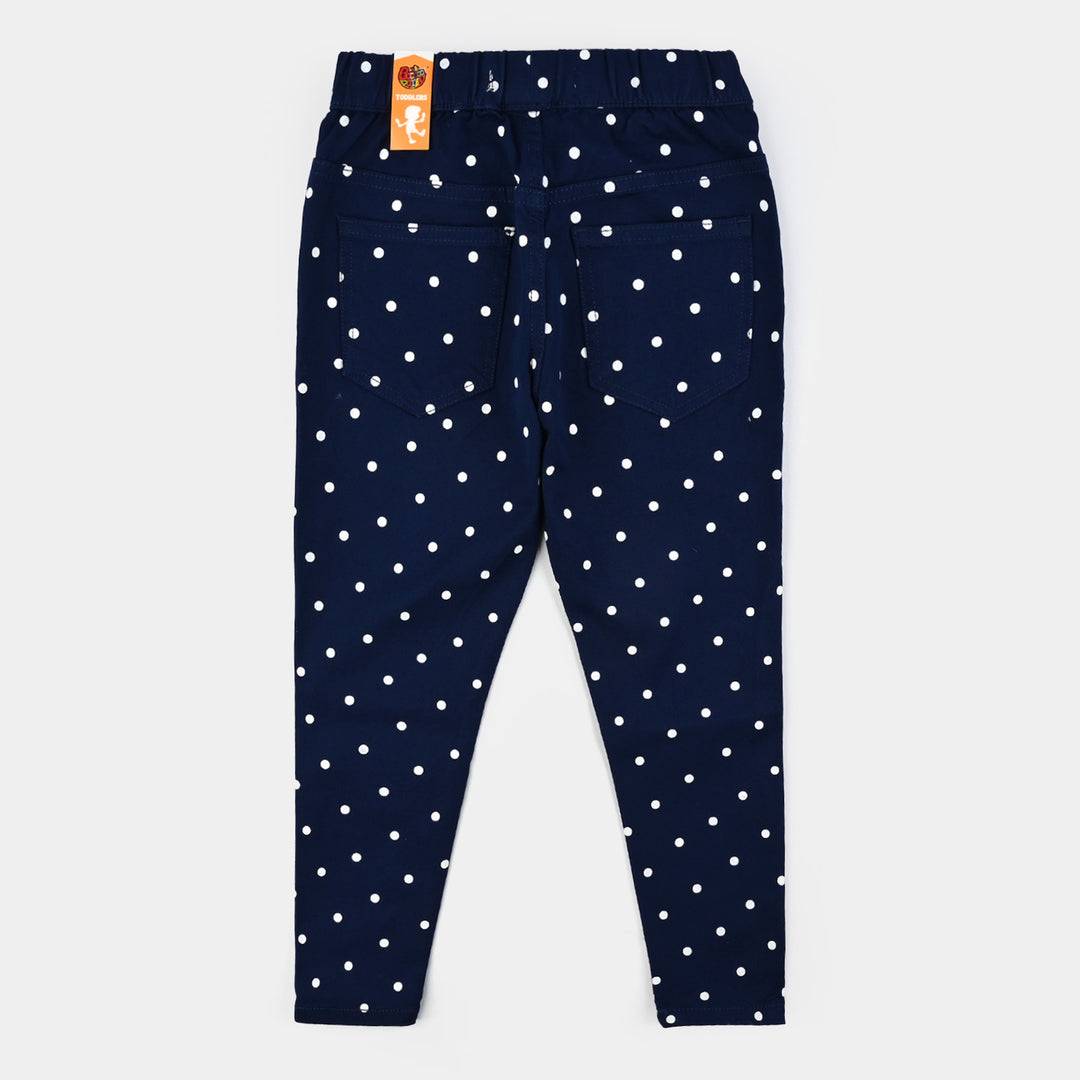 Girls Cotton Twill Jeggings Polka Dot-NAVY