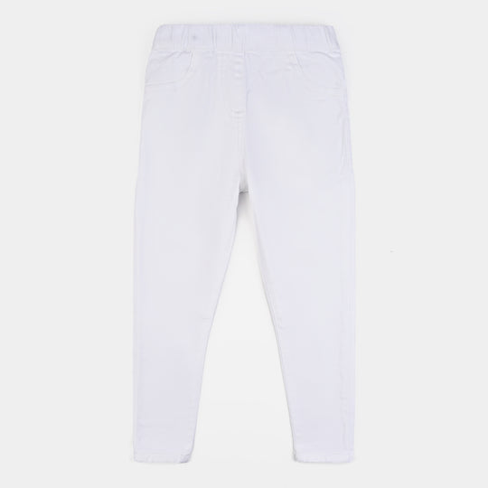 Girls Cotton Twill Jeggings Raw-White