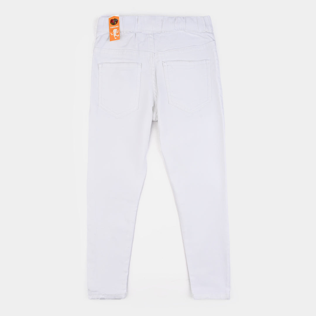 Girls Cotton Twill Jeggings Raw-White