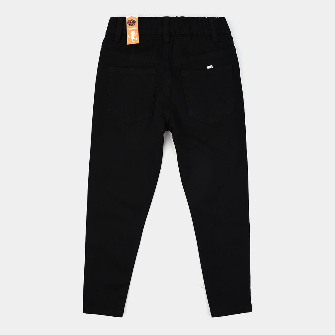 Girls Cotton Twill Jeggings Studs-BLACK