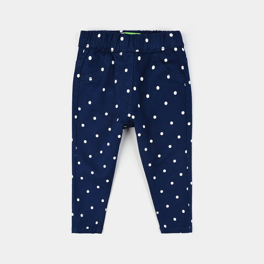 Infant Girls Cotton Twill Jeggings POLKA DOT-NAVY