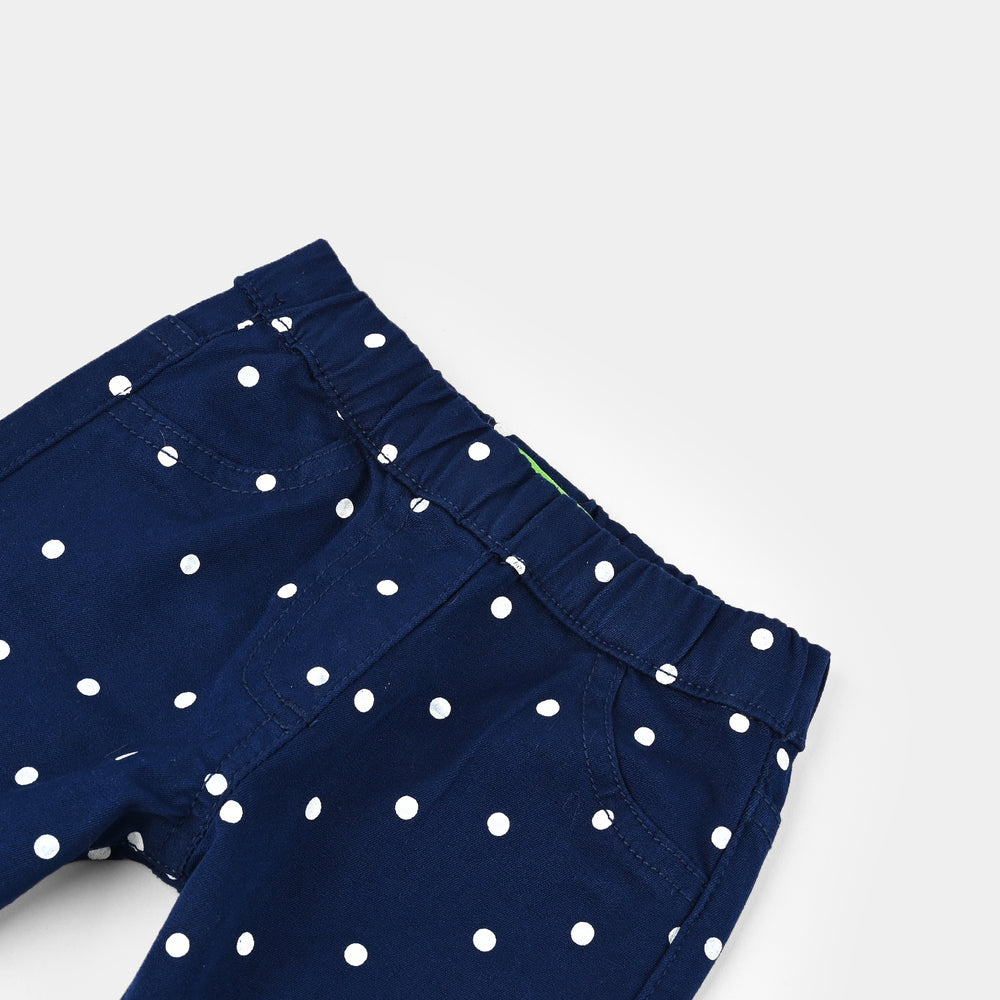 Infant Girls Cotton Twill Jeggings POLKA DOT-NAVY