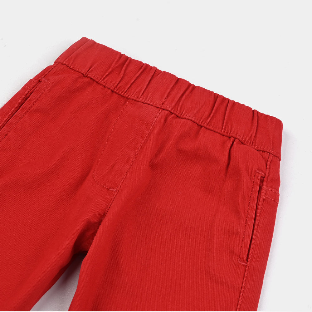 Infant Girls Cotton Twill Jeggings-RED