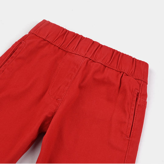Infant Girls Cotton Twill Jeggings-RED