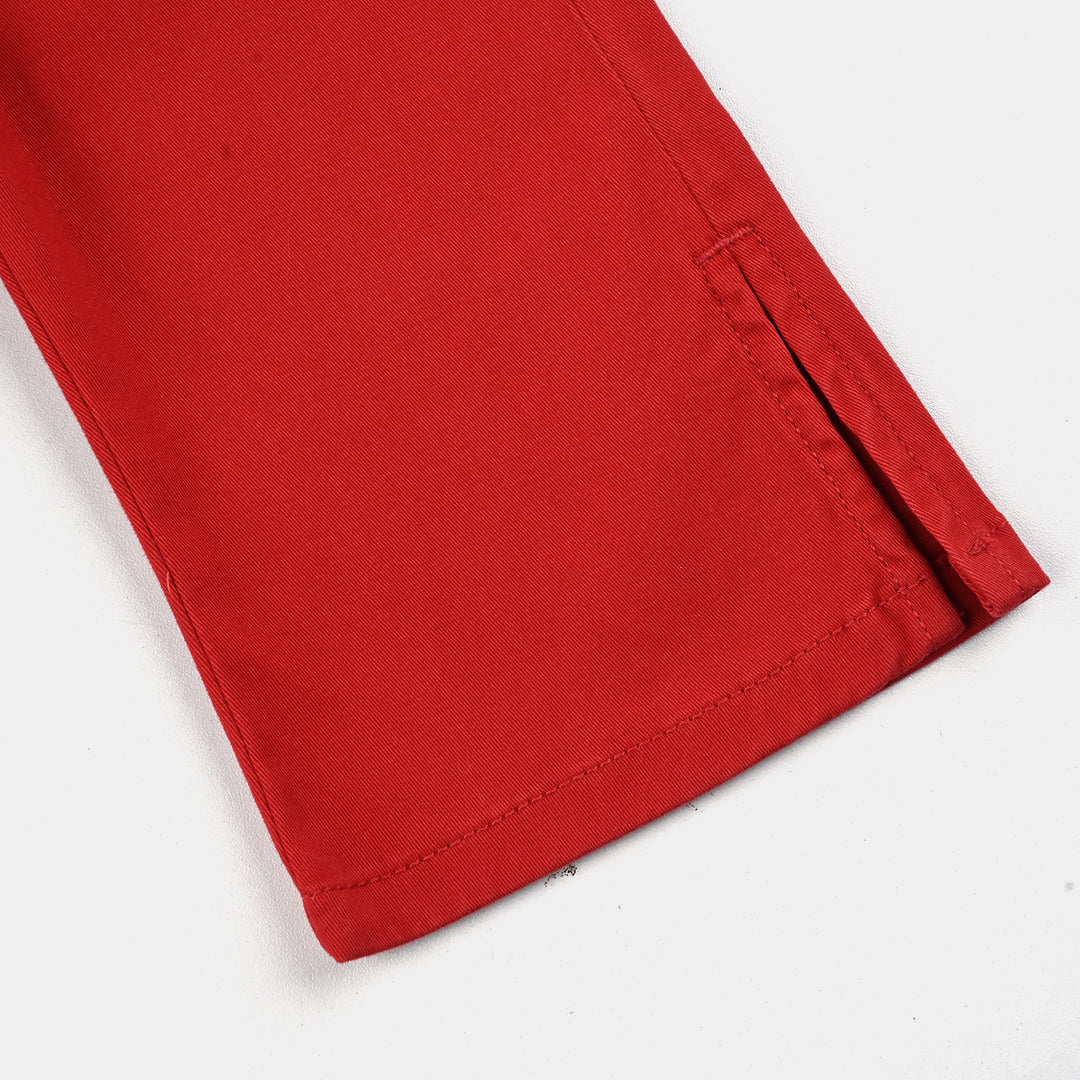 Infant Girls Cotton Twill Jeggings-RED