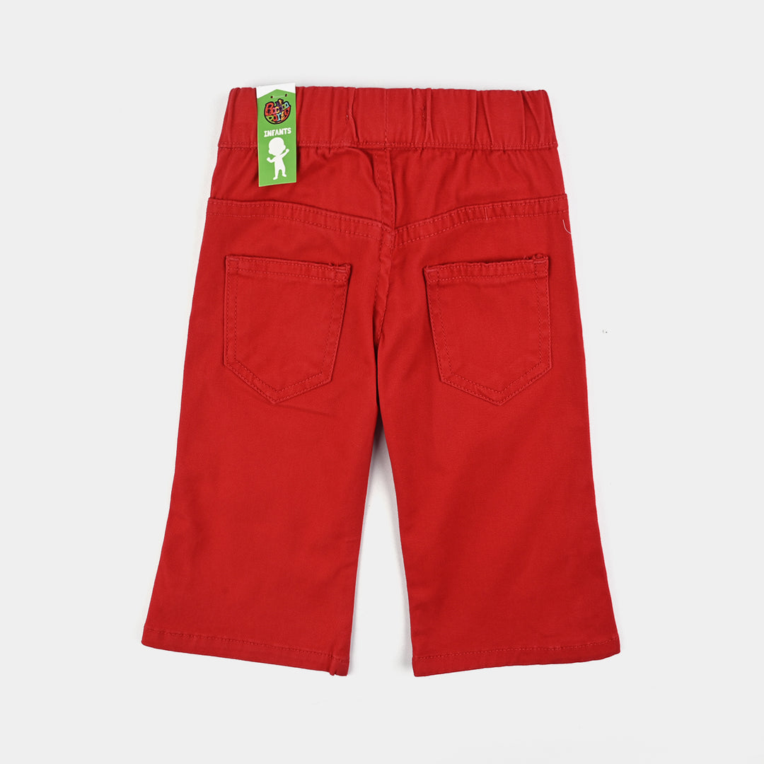 Infant Girls Cotton Twill Jeggings-RED