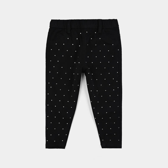 Infant Girls Cotton Twill Jeggings STUDS-BLACK