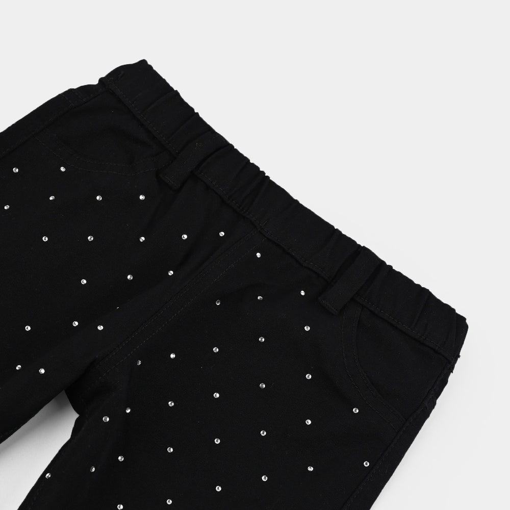 Infant Girls Cotton Twill Jeggings STUDS-BLACK