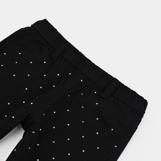 Infant Girls Cotton Twill Jeggings STUDS-BLACK
