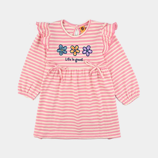 Girls Jacquard Frocks LIFE IS GOOD-Pink