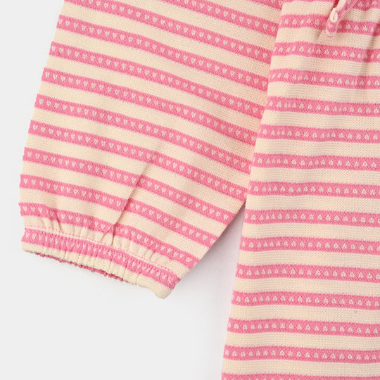 Girls Jacquard Frocks LIFE IS GOOD-Pink
