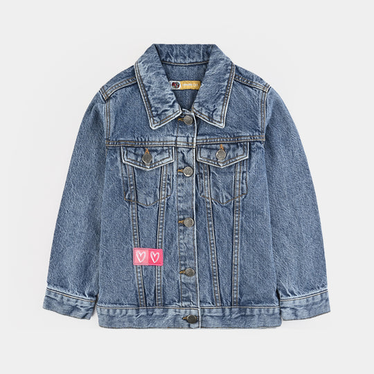 Girls Denim rigid Jacket Hearts-LT.Blue