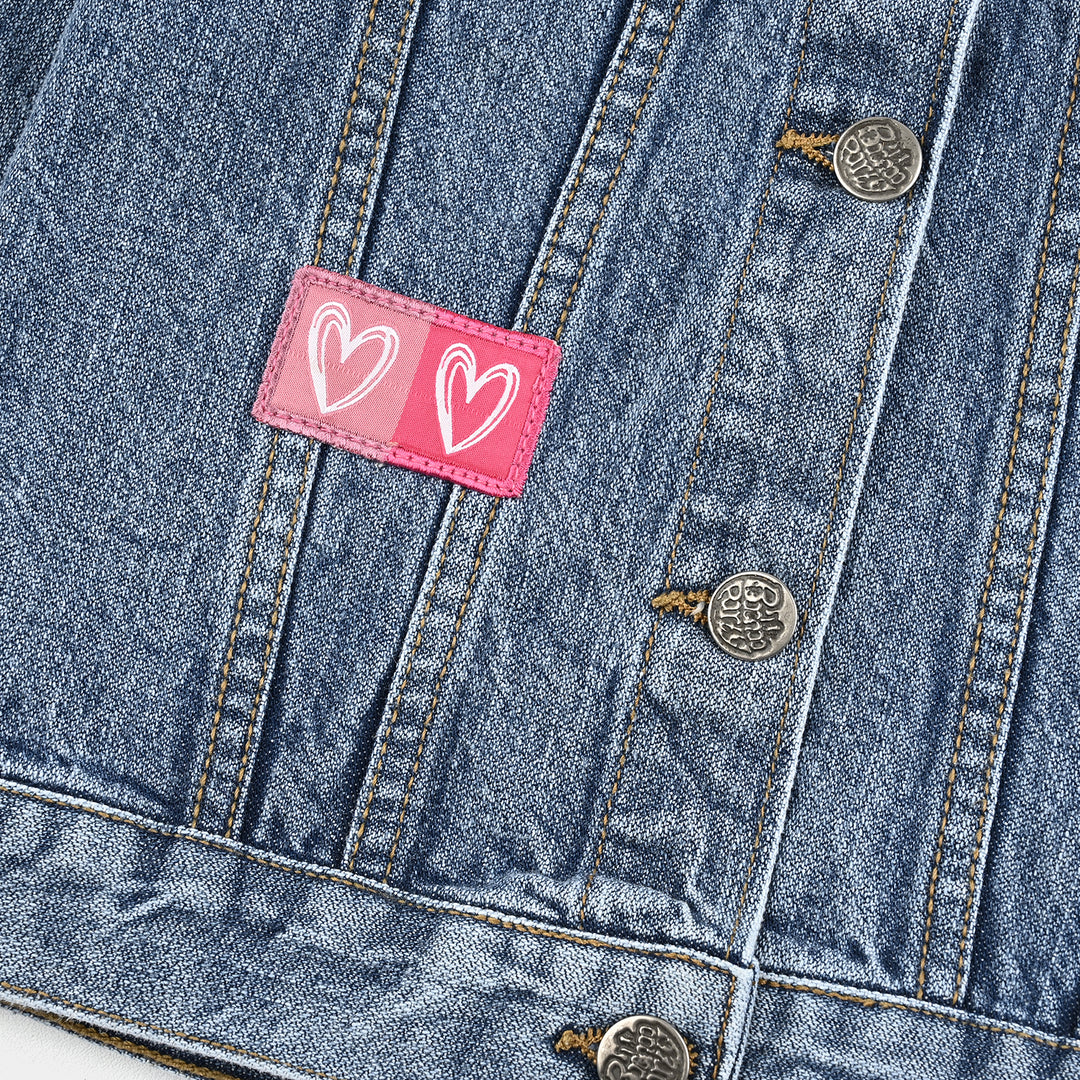 Girls Denim rigid Jacket Hearts-LT.Blue
