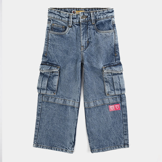 Girls Denim rigid Pant Hearts-LT.Blue