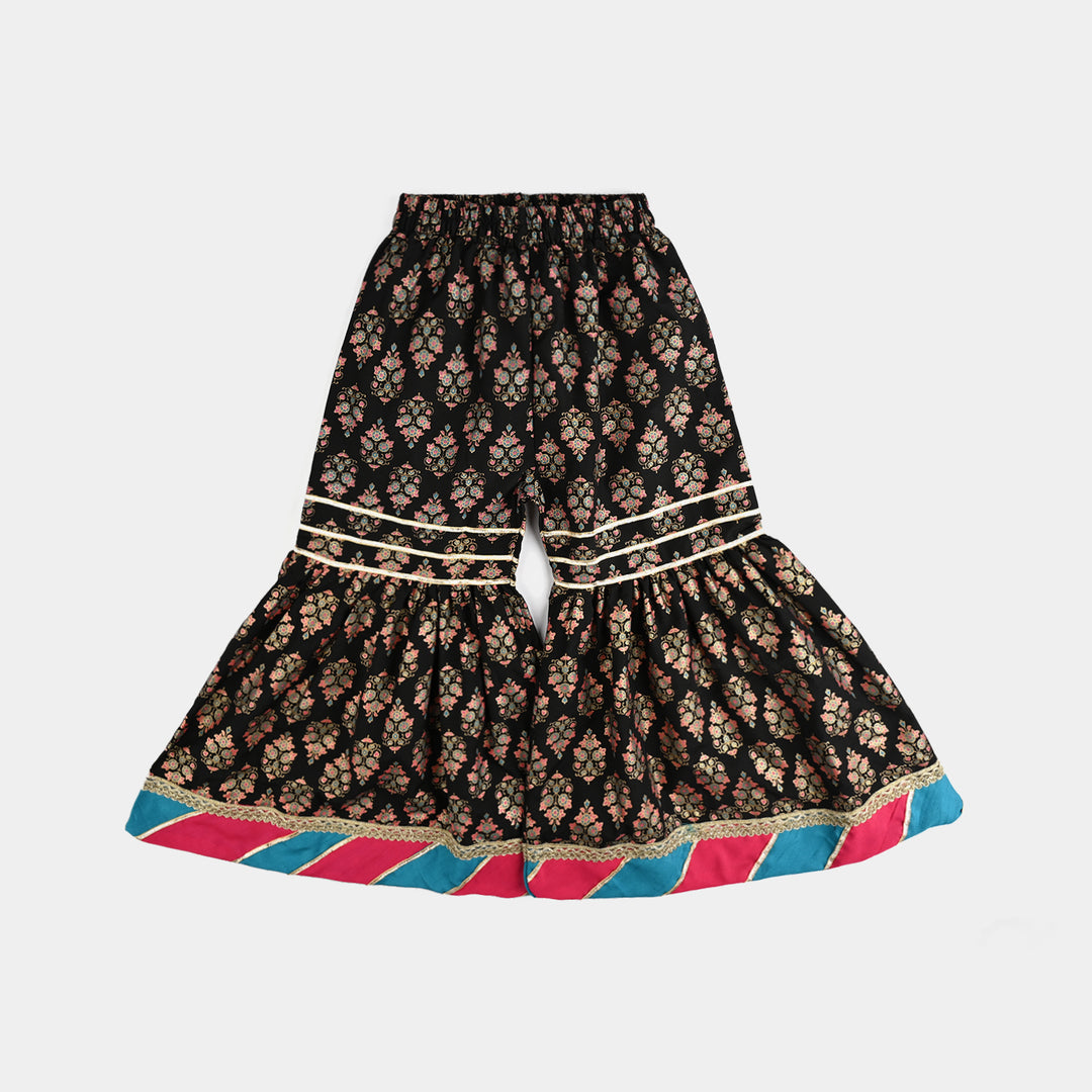 Girls Raw Silk 3Pcs Gulzar-E-Noor-BLACK
