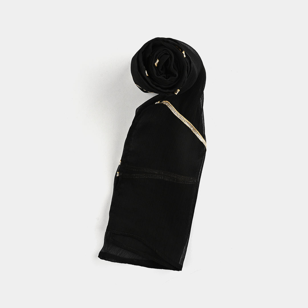 Girls Raw Silk 3Pcs Gulzar-E-Noor-BLACK