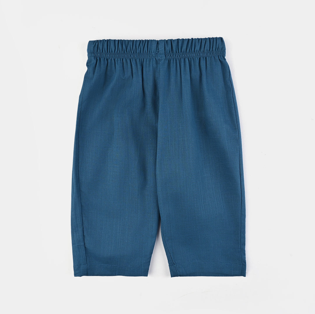 Infant Boys Cotton Slub 3Piece Suit (Puff Motif)-Teal