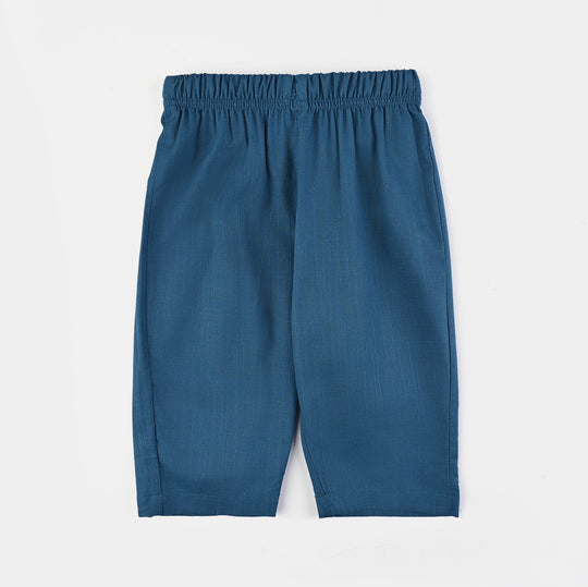 Infant Boys Cotton Slub 3Piece Suit (Puff Motif)-Teal