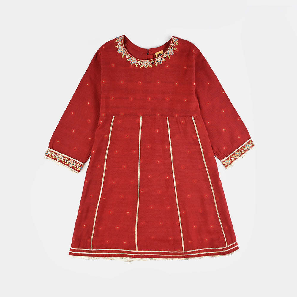 Girls Jacquard 4Pcs Kashaf-Red