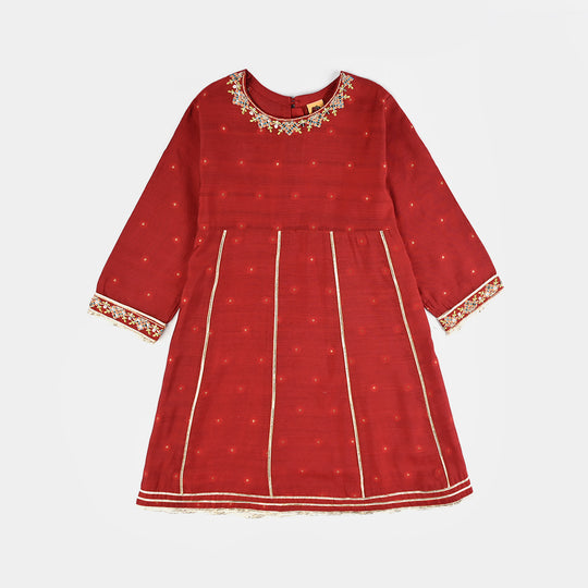 Girls Jacquard 4Pcs Kashaf-Red
