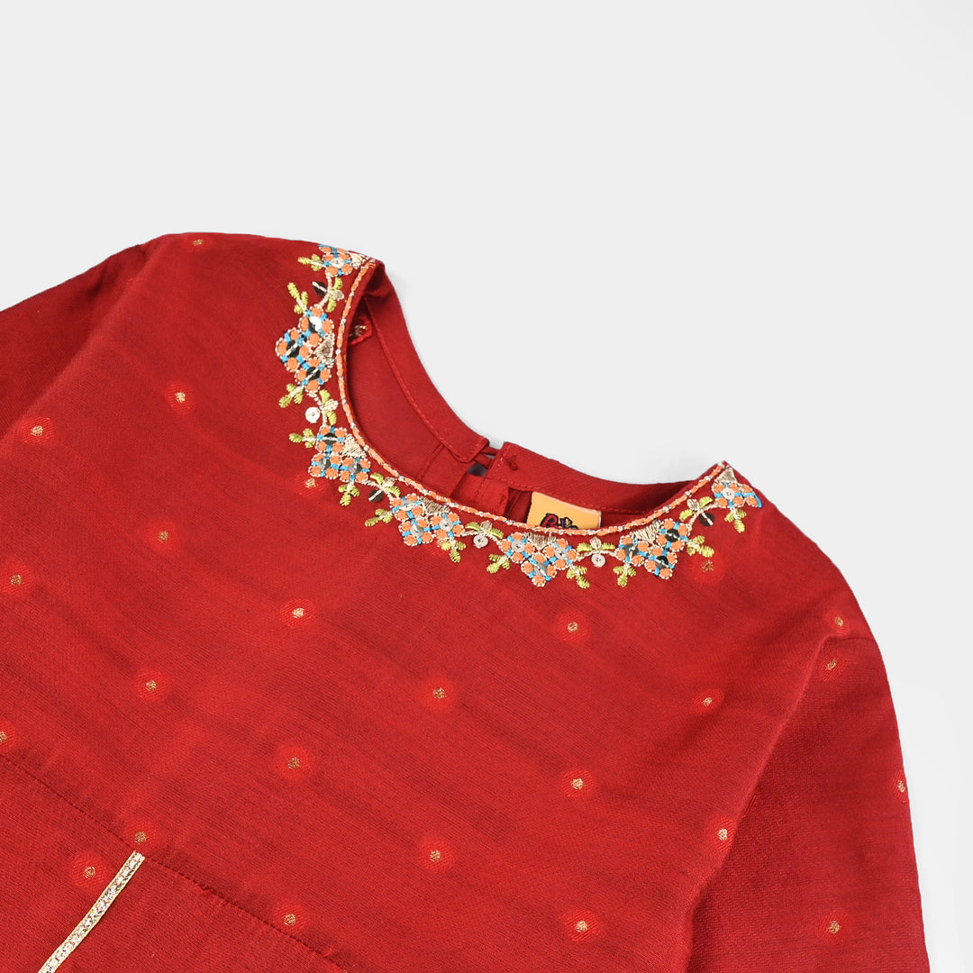 Girls Jacquard 4Pcs Kashaf-Red