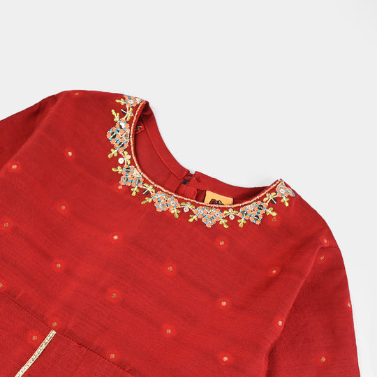 Girls Jacquard 4Pcs Kashaf-Red
