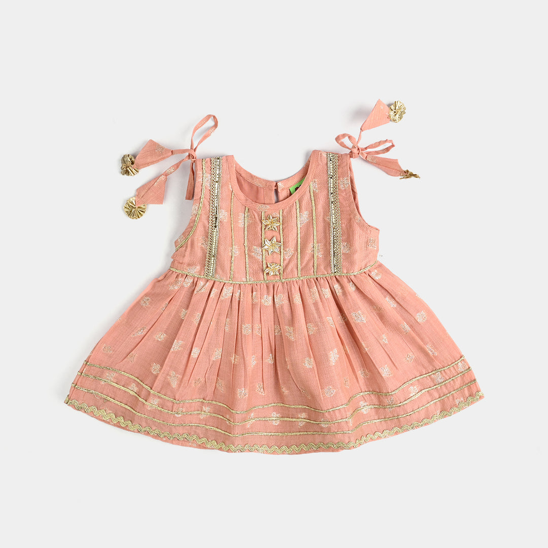Infant Girls Jacquard Fancy 2Pcs Mahtabi-Peach