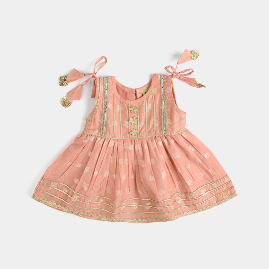 Infant Girls Jacquard Fancy 2Pcs Mahtabi-Peach